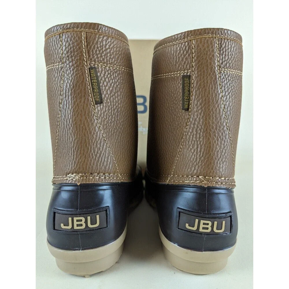 JBU Duck Boots Mens 8 M Maine Waterproof Tan Faux Fur Lined Lace Up Shoes NWB